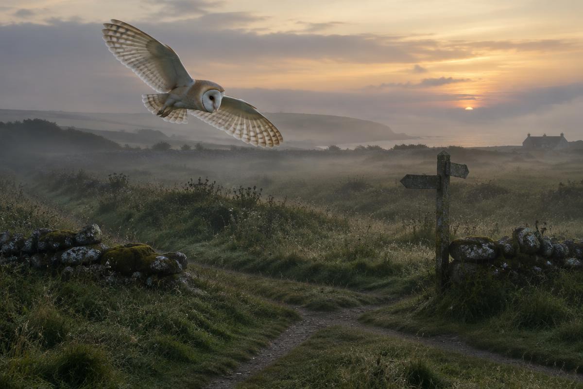 A barn owl, the ancient wise seer of British folklore